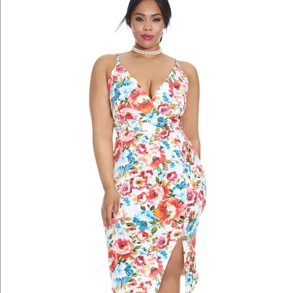 plus size floral bodycon dress